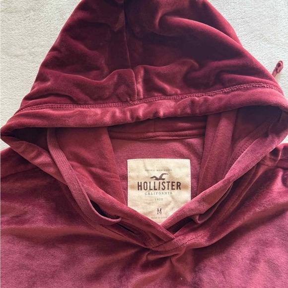 Hollister Velour Cropped Hoodie Size M - Picture 2 of 5
